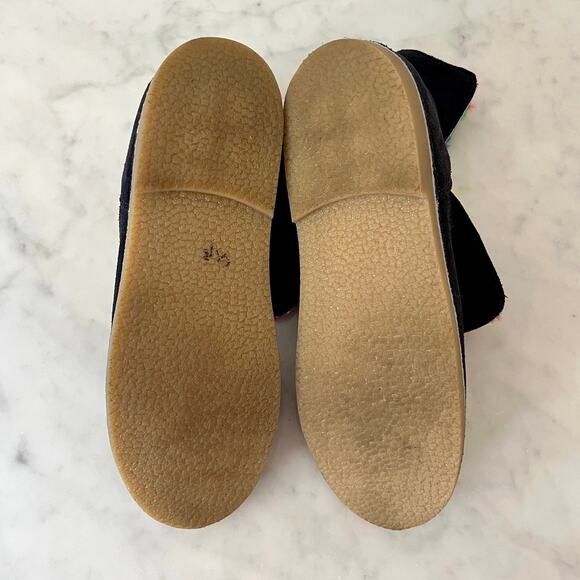 Mini Boden Black Suede Ankle Boots with Multi Colored Striped Faux Fur Lining - Picture 10 of 10